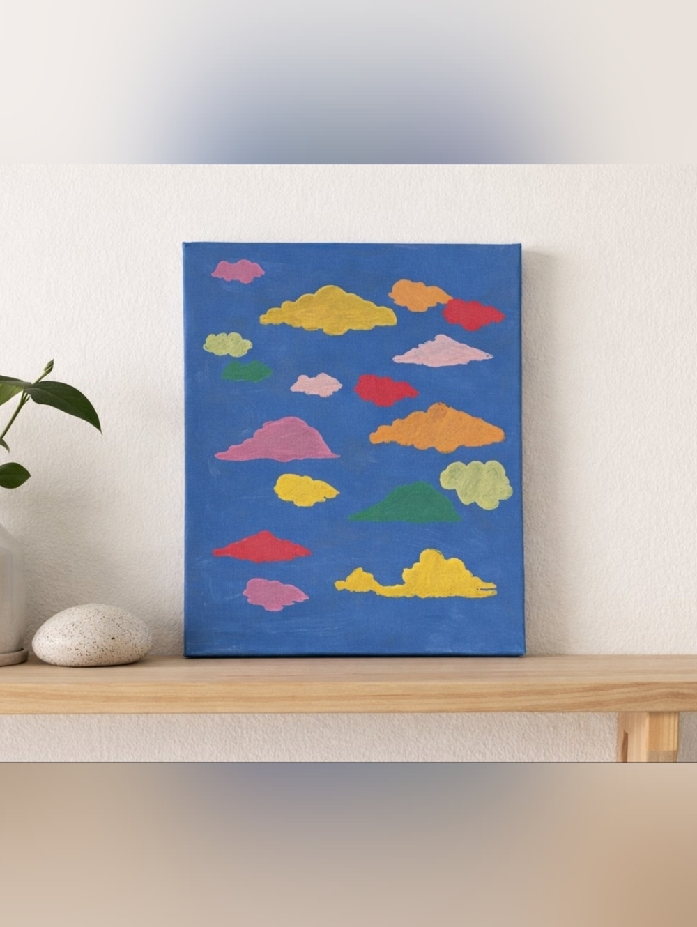 Original Hand Painted Cloud Canvas 8x10 Colorful Sky Wall Art Nursery Decor XL